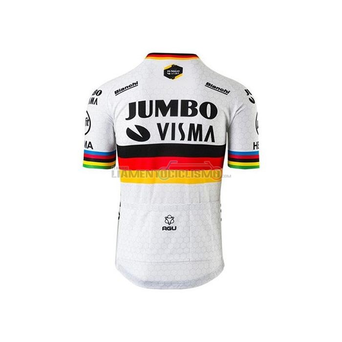 Abbigliamento Ciclismo Jumbo Visma Campione Germania Manica Corta 2020 Bianco